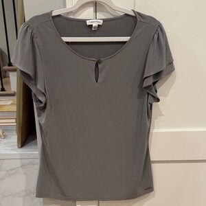 Calvin Klein Gray Flutter Sleeve Blouse